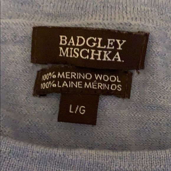 Badgley Mischka 100% merino wool sweater light blue - Picture 4 of 4